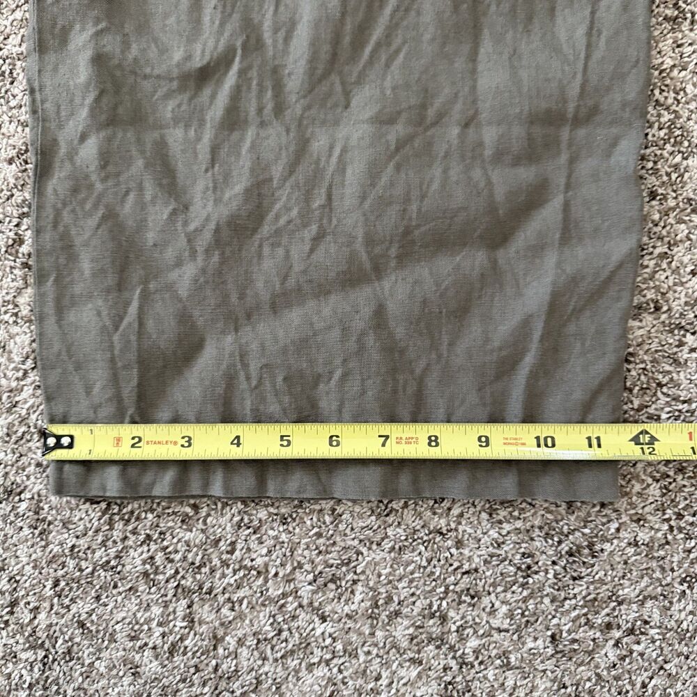 Zara 100% linen wide leg XL paper bag trouser belted olive green summer - Picture 12 of 13